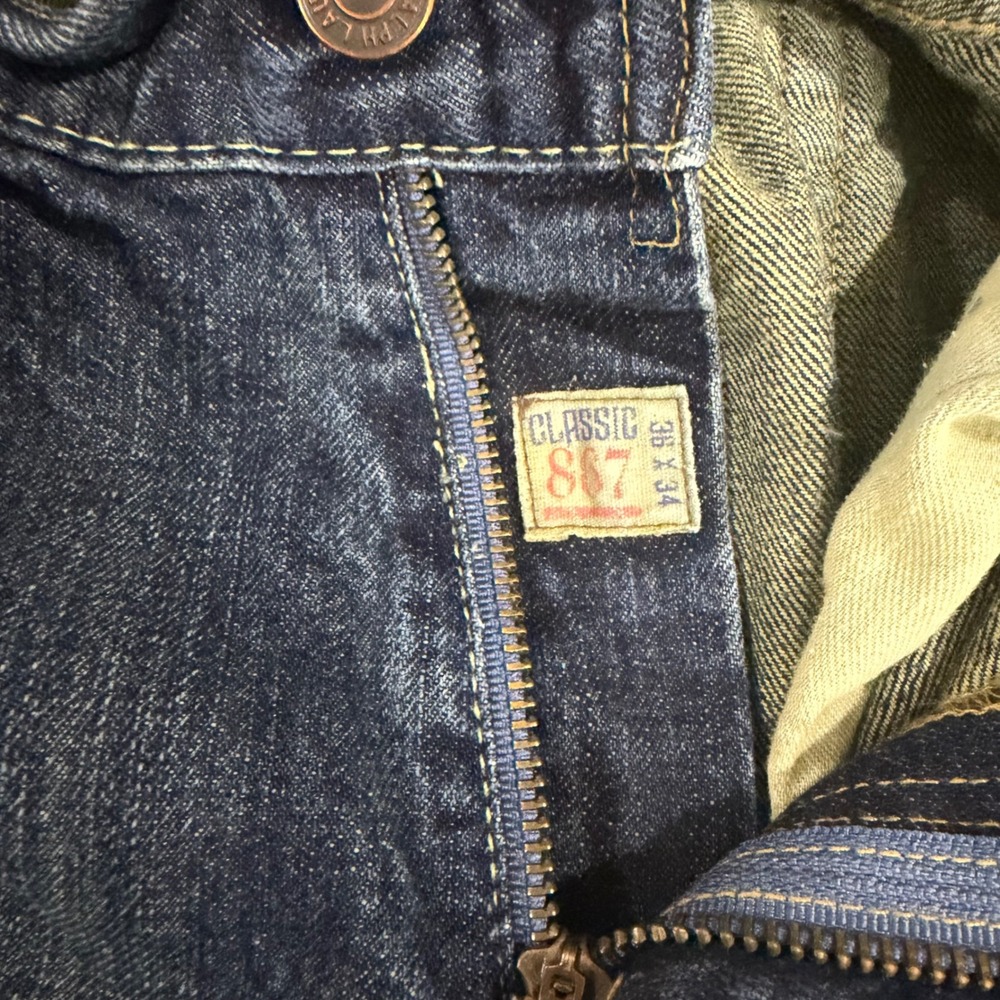 Polo Ralph Lauren Jeans Mens 36x34 Blue Classic 867 Straight Leg Dark Wash RL - Picture 3 of 11
